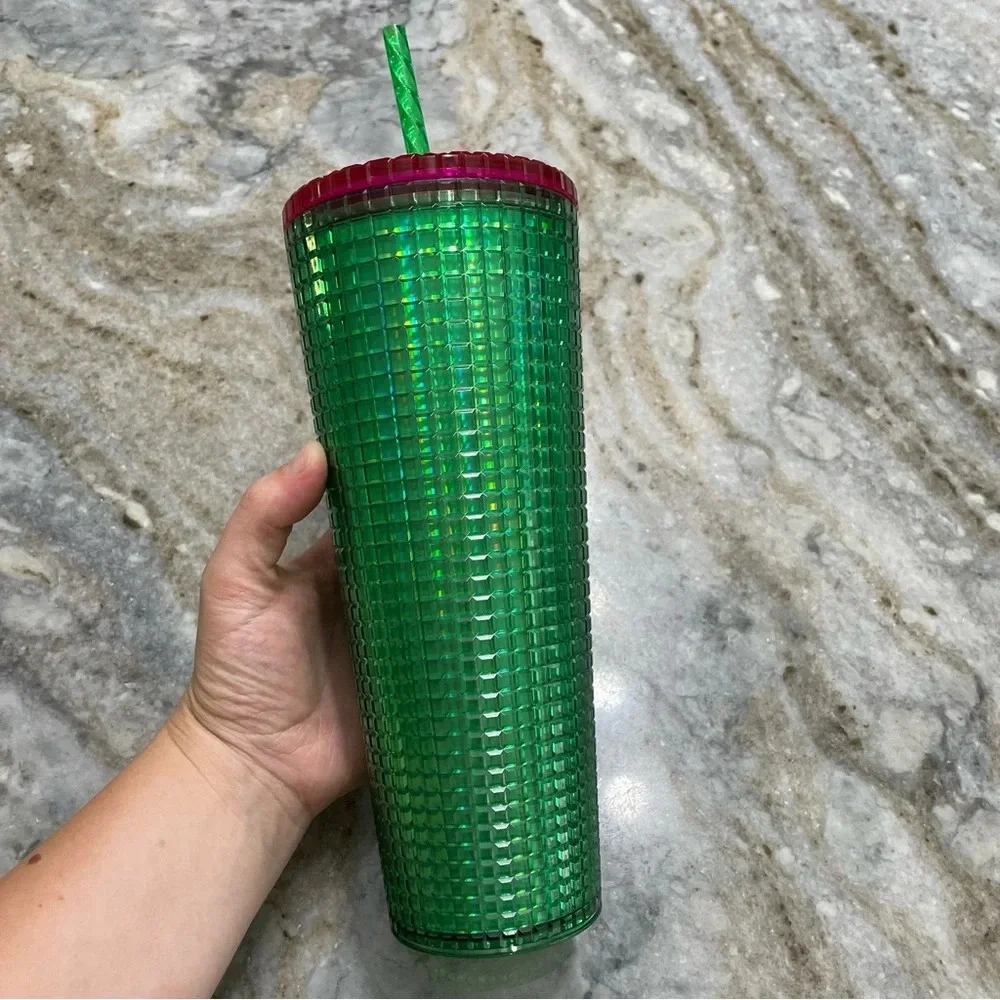 Starbuck 2023 Spring Iridescent Watermelon Grid Venti Tumbler 24oz NWT